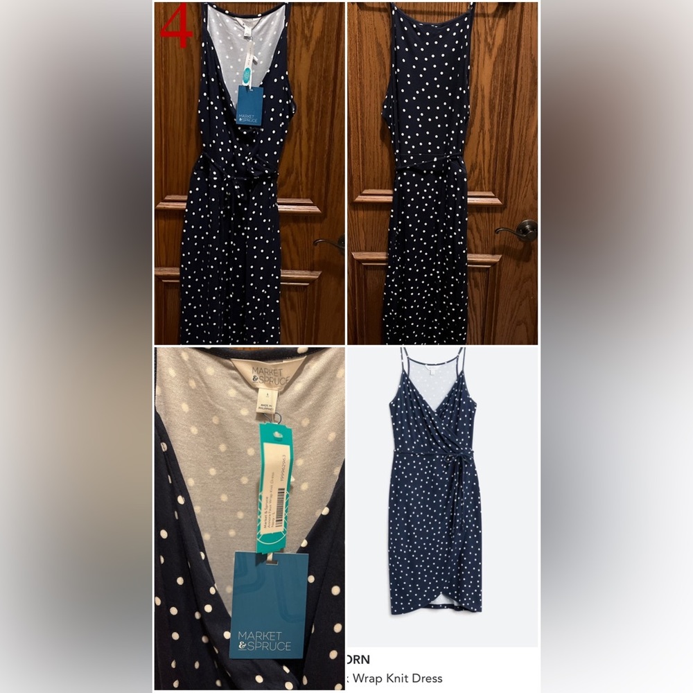 41 HAWTHORN Annora Faux Wrap Knit Dress L | Navy. NWT